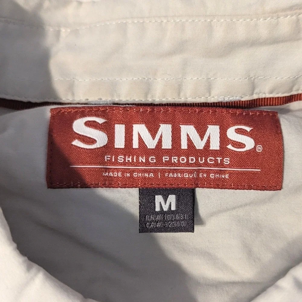 Simms‎ Fishing Products Mens Medium Off-White Long Sleeve Vented Cotton Shirt